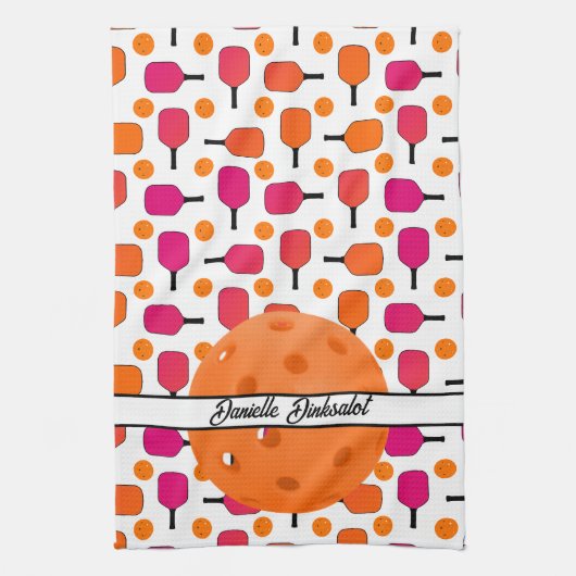 Paddelpaddel in Rosa und Orange Personalisiert Geschirrtuch (Vertikal)