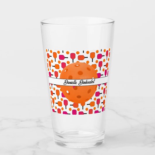 Paddelpaddel in Rosa und Orange Personalisiert Glas (Vorderseite)