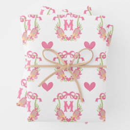 Paddelpaddel Monogram Wappen Geschenkpapier Set