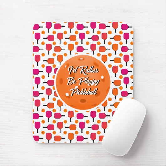 Paddelpaddel Pickleball Pink & Orange Pickleball P Mousepad (Mit Mouse)