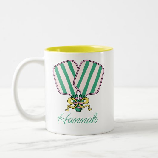 Paddelpaddel, pink, grün und gelb zweifarbige tasse (Links)