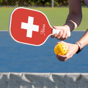 Paddelrakete unter Schweizer Flagge Pickleball Schläger