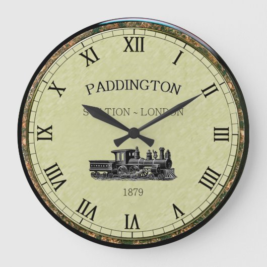 Paddington ~ Steam Motor ~ London England ~ 1879 Große Wanduhr (Vorderseite)