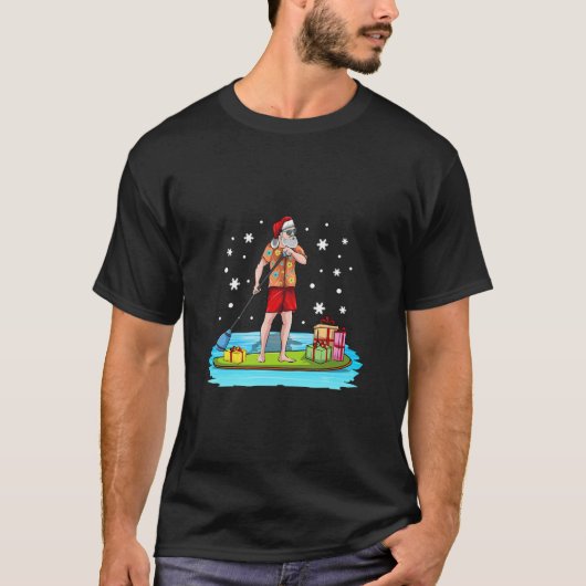 Paddle Board Hawaiian Weihnachtsmann Claus Mele T-Shirt (Vorderseite)