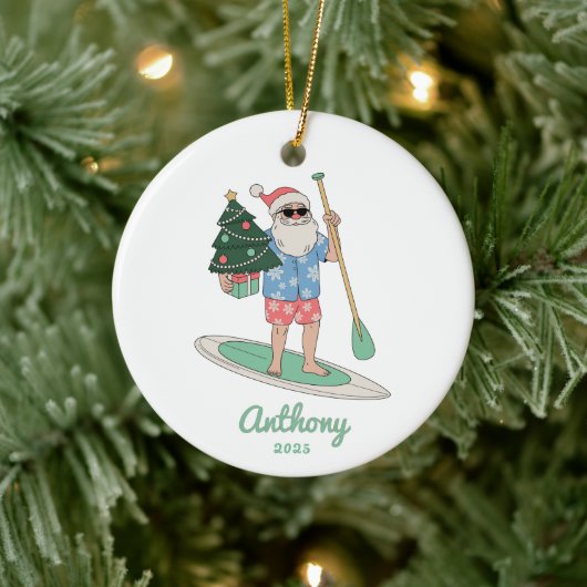 Paddle Board Weihnachten Keramik Ornament (Baum)