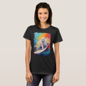 Paddle Board Weiße Katze T-Shirt (Vorne ganz)