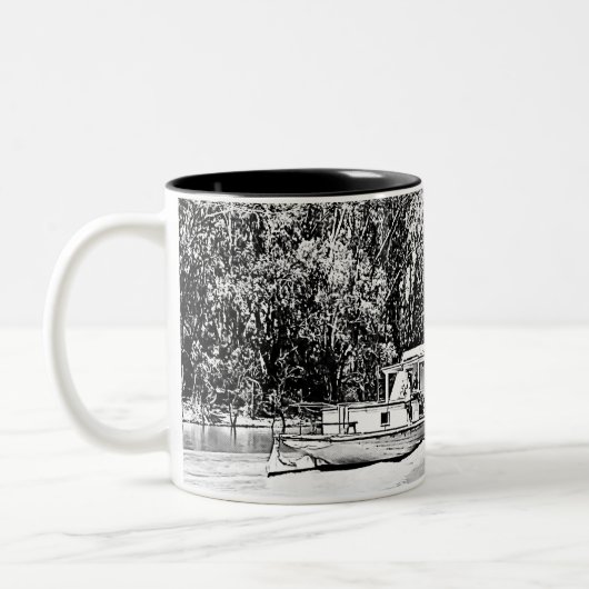 Paddle Boat on Murray River Victoria Zweifarbige Tasse (Links)