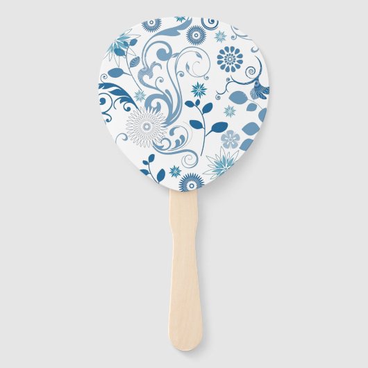 Paddle Fan-Blue Floral Fächer (Vorderseite)