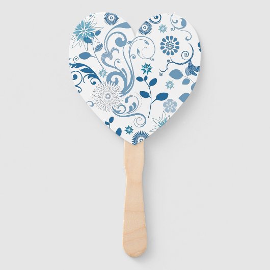 Paddle Fan-Blue Floral Fächer (Rückseite)
