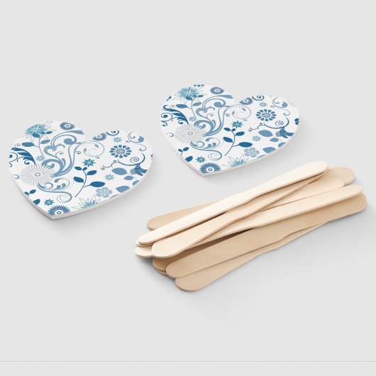 Paddle Fan-Blue Floral Fächer (Non-assembled)