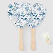 Paddle Fan-Blue Floral Fächer (Vorne und Hinten)