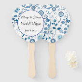 Paddle Fan-Blue Floral Hand Fan Fächer (Vorne und Hinten)