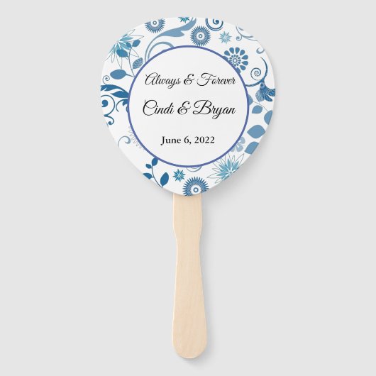 Paddle Fan-Blue Floral Hand Fan Fächer (Vorderseite)