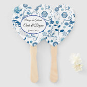 Paddle Fan-Blue Floral Hand Fan Fächer (Vorne und Hinten)