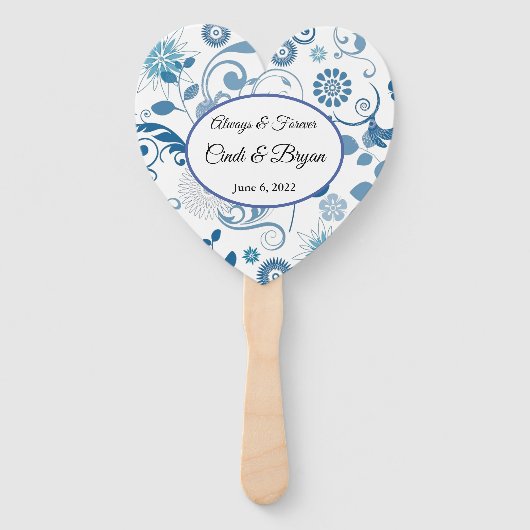 Paddle Fan-Blue Floral Hand Fan Fächer (Vorderseite)
