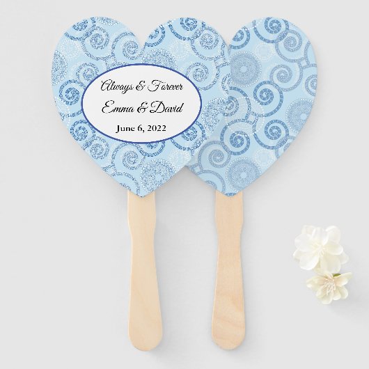 Paddle Fan-Blue Pearls Hand Fan Fächer (Vorne und Hinten)