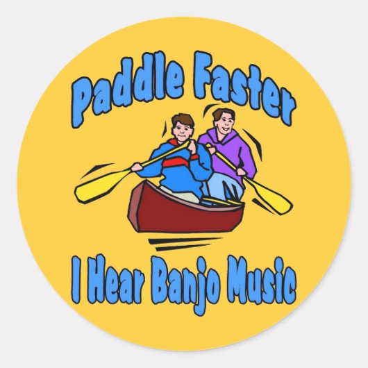 Paddle Faster Banjo Music Runder Aufkleber (Vorderseite)