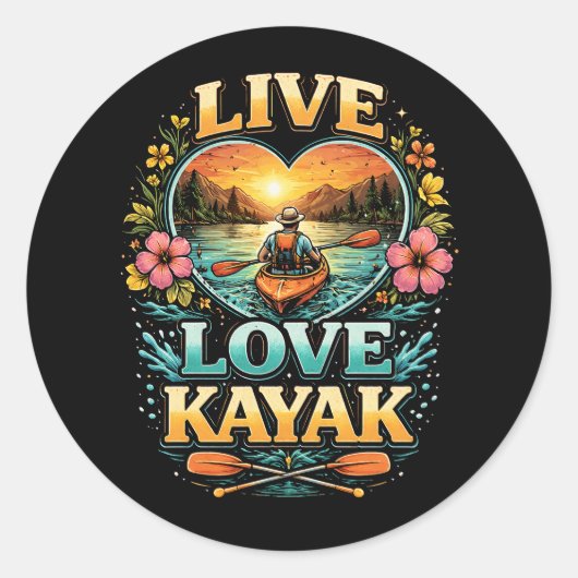 Paddle Into the Sunset Runder Aufkleber (Vorderseite)