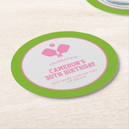 Paddle-Party Paddles Pink Green Custom Runder Pappuntersetzer (Angewinkelt)