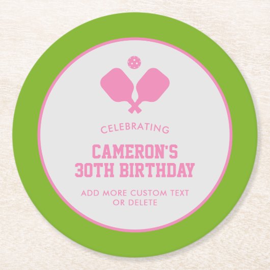 Paddle-Party Paddles Pink Green Custom Runder Pappuntersetzer (Vorderseite)