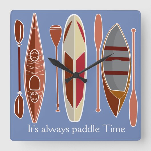 Paddle Passion Quadratische Wanduhr (Vorderseite)