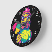 Paddle Peckin' Time Pickleball Runde Wanduhr (Winkel)