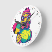 Paddle Peckin' Time Pickleball Runde Wanduhr (Winkel)