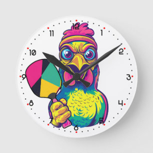 Paddle Peckin' Time Pickleball  Runde Wanduhr