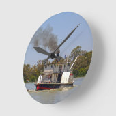 Paddle Steamer Cruising River Murray Runde Wanduhr (Winkel)