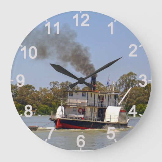 Paddle Steamer River Murray, Wall Clock Große Wanduhr (Vorderseite)