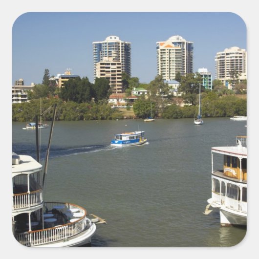 Paddle Steamers, Brisbane River, Brisbane, Quadratischer Aufkleber (Vorderseite)