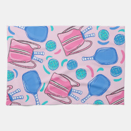 Paddle und Balls aus Pickleball Paddeln und Pink P Geschirrtuch