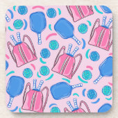 Paddle und Balls aus Pickleball Paddeln und Pink P Getränkeuntersetzer (Vorderseite)