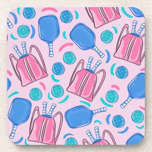 Paddle und Balls aus Pickleball Paddeln und Pink P Getränkeuntersetzer (Vorderseite)