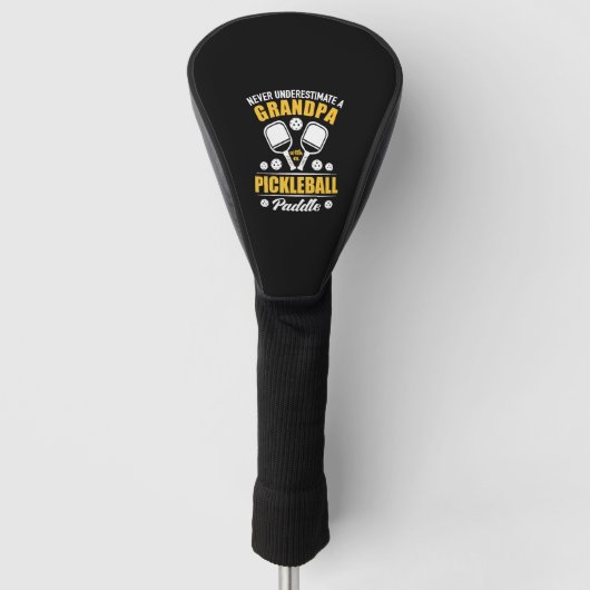 Paddleball - Opa mit Pickleball-Paddel Golf Headcover (Vorderseite)