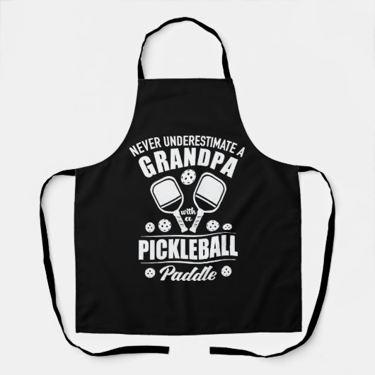 Paddleball - Opa mit Pickleball-Paddel Schürze (Vorderseite)