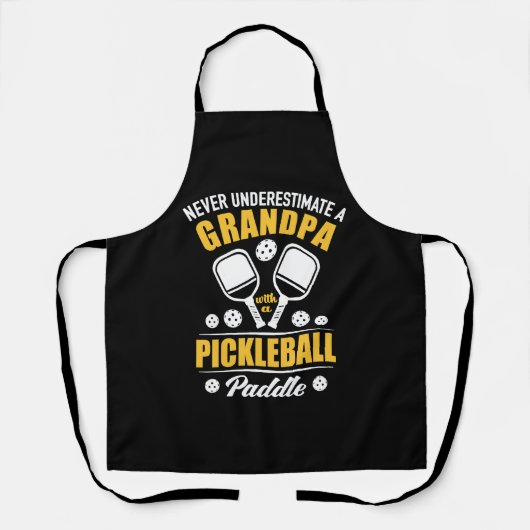 Paddleball - Opa mit Pickleball-Paddel Schürze (Vorderseite)