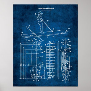 Paddleboard Blueprint Patent Lakehouse Dekoration