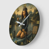 Paddleboard Funny Mona Lisa SUP Gift for Paddle Große Wanduhr (Winkel)