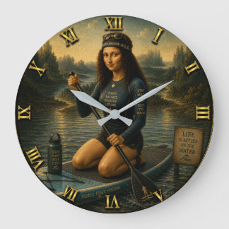 Paddleboard Funny Mona Lisa SUP Gift for Paddle Große Wanduhr