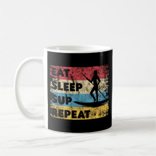 Paddleboard isst Sleep Sup Wiederholung Girl Retro Kaffeetasse