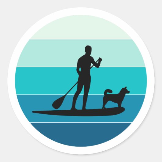 Paddleboard Paddel Wassersport Dog Runder Aufkleber (Vorderseite)