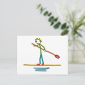 Paddleboard-Strichmännchen Postkarte (Stehend Vorderseite)