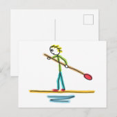 Paddleboard-Strichmännchen Postkarte (Vorne/Hinten)