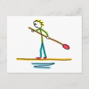 Paddleboard-Strichmännchen Postkarte