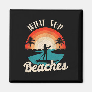 Paddleboard What Sup Strände Mädchen Vintage Retro Magnet
