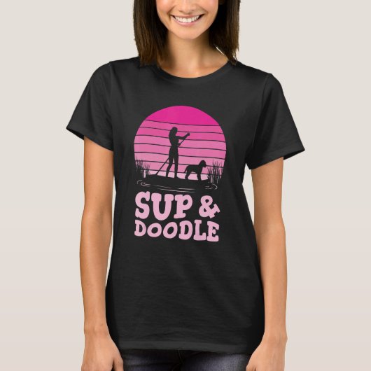 Paddleboarding Dog SUP & Doodle T-Shirt (Vorderseite)