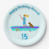 Paddleboarding Girl Birthday Party Paper Plate Pappteller (Vorderseite)