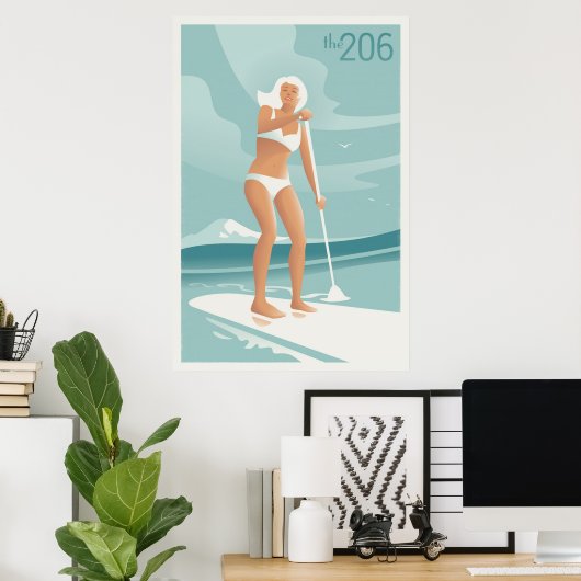 Paddleboarding Lake Washington Poster (Heimbüro)