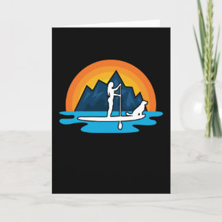 Paddleboarding Paddle Board Girl and Dog Karte